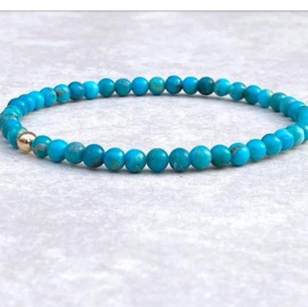 Turquoise 4mm Stones with Sterling Silver